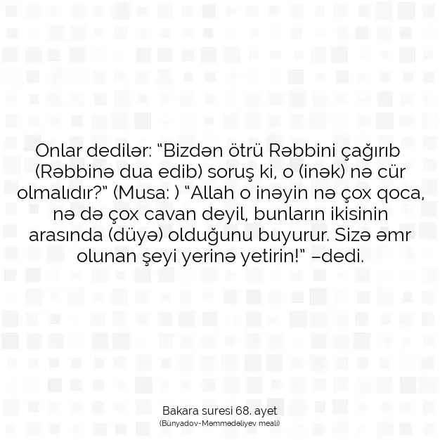 Ayetbul | Kuran Mealleri | Quran | Bakara suresi 68. ayet