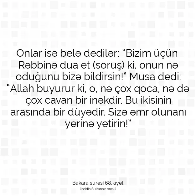 Ayetbul | Kuran Mealleri | Quran | Bakara suresi 68. ayet