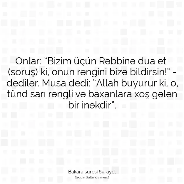 Ayetbul | Kuran Mealleri | Quran | Bakara suresi 69. ayet