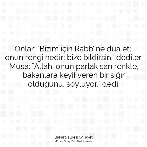 Ayetbul | Kuran Mealleri | Quran | Bakara suresi 69. ayet