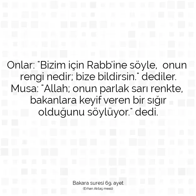 Ayetbul | Kuran Mealleri | Quran | Bakara suresi 69. ayet