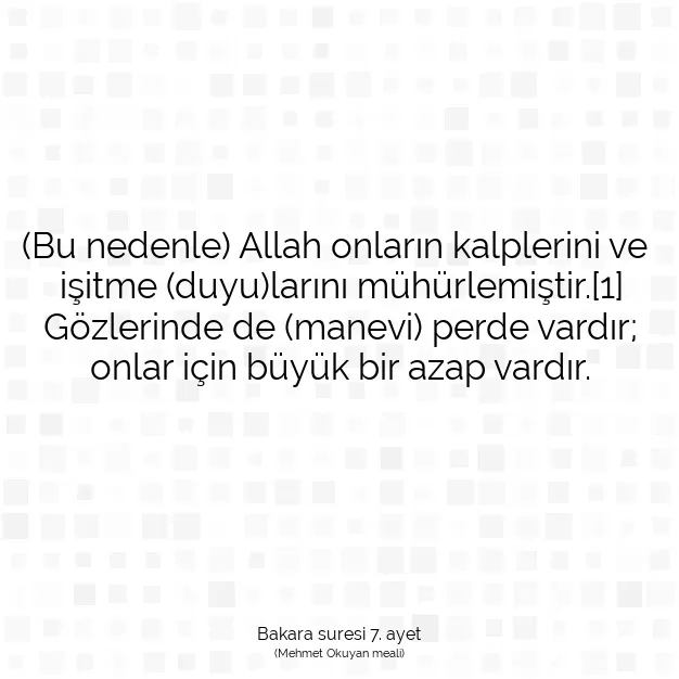 Ayetbul | Kuran Mealleri | Quran | Bakara suresi 7. ayet