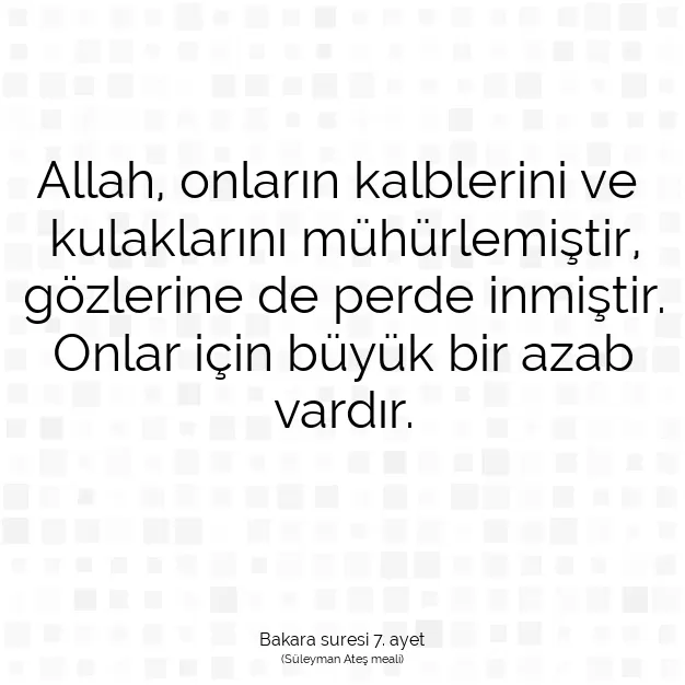 Ayetbul | Kuran Mealleri | Quran | Bakara suresi 7. ayet