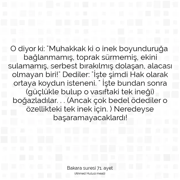 Ayetbul | Kuran Mealleri | Quran | Bakara suresi 71. ayet