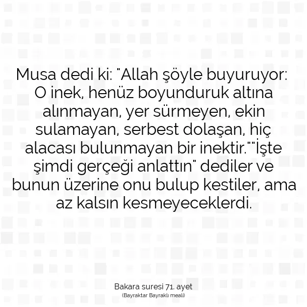 Ayetbul | Kuran Mealleri | Quran | Bakara suresi 71. ayet