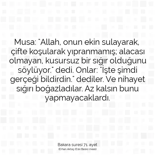 Ayetbul | Kuran Mealleri | Quran | Bakara suresi 71. ayet