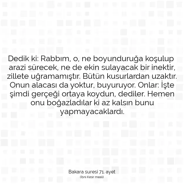 Ayetbul | Kuran Mealleri | Quran | Bakara suresi 71. ayet