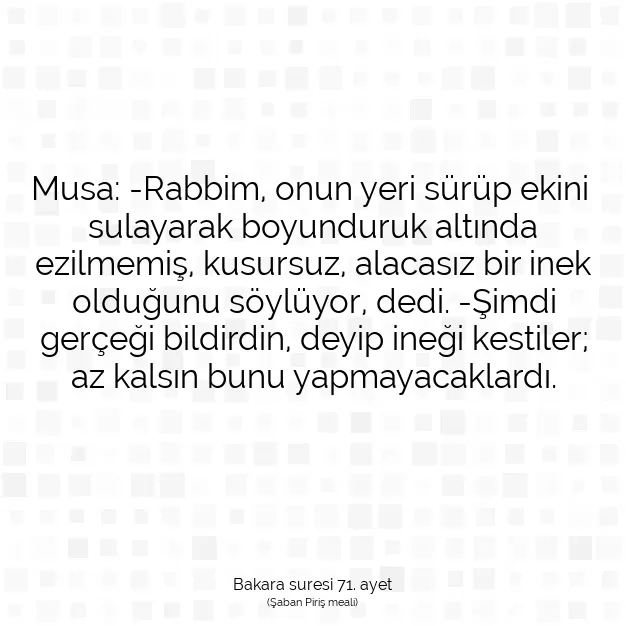 Ayetbul | Kuran Mealleri | Quran | Bakara suresi 71. ayet