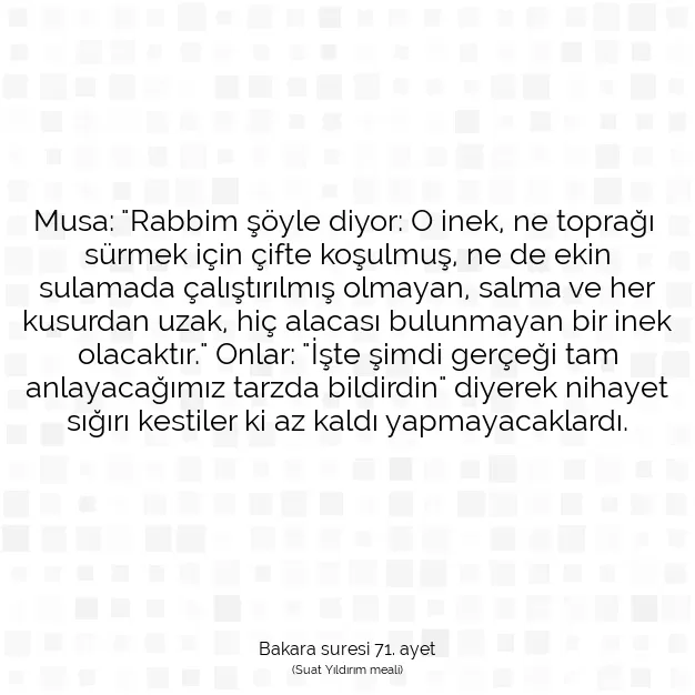 Ayetbul | Kuran Mealleri | Quran | Bakara suresi 71. ayet