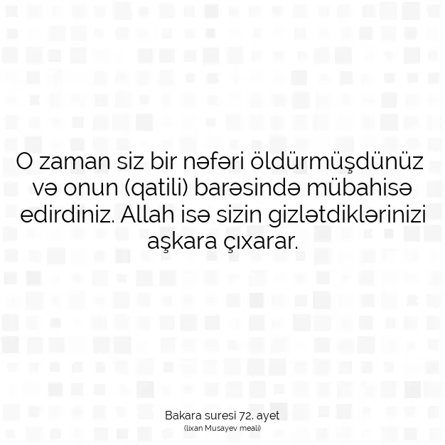 Ayetbul | Kuran Mealleri | Quran | Bakara suresi 72. ayet