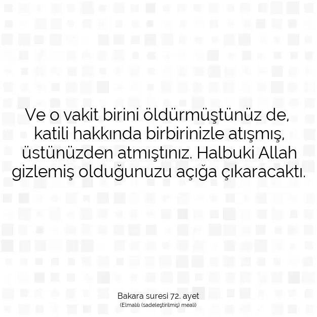 Ayetbul | Kuran Mealleri | Quran | Bakara suresi 72. ayet