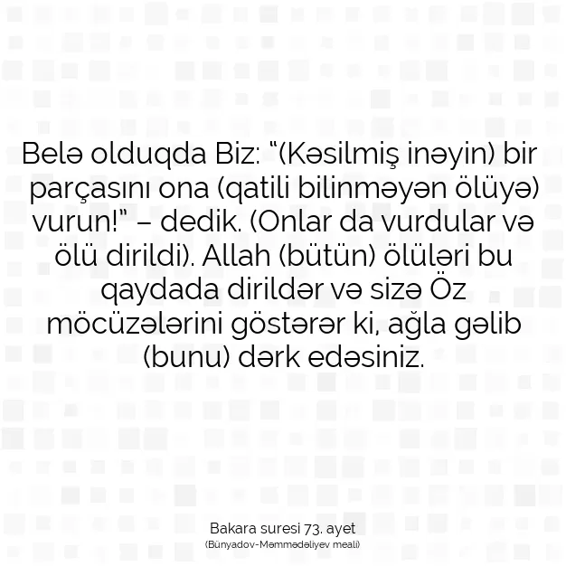 Ayetbul | Kuran Mealleri | Quran | Bakara suresi 73. ayet