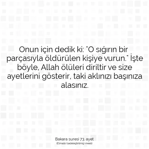 Ayetbul | Kuran Mealleri | Quran | Bakara suresi 73. ayet