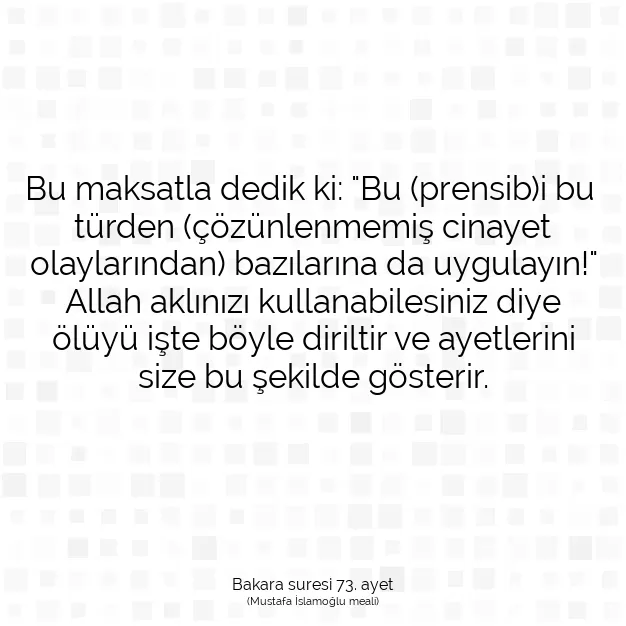 Ayetbul | Kuran Mealleri | Quran | Bakara suresi 73. ayet