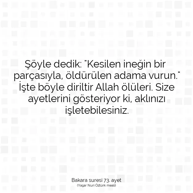 Ayetbul | Kuran Mealleri | Quran | Bakara suresi 73. ayet