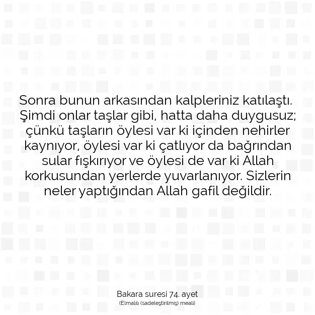 Ayetbul | Kuran Mealleri | Quran | Bakara suresi 74. ayet