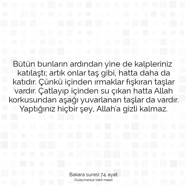 Ayetbul | Kuran Mealleri | Quran | Bakara suresi 74. ayet