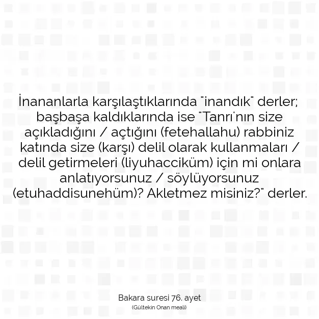 Ayetbul | Kuran Mealleri | Quran | Bakara suresi 76. ayet