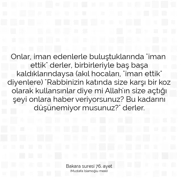 Ayetbul | Kuran Mealleri | Quran | Bakara suresi 76. ayet