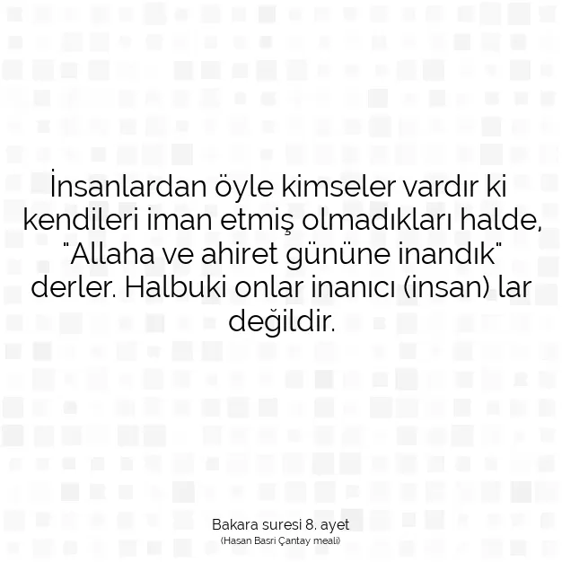 Ayetbul | Kuran Mealleri | Quran | Bakara suresi 8. ayet