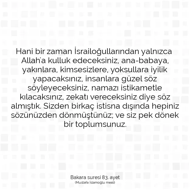 Ayetbul | Kuran Mealleri | Quran | Bakara suresi 83. ayet