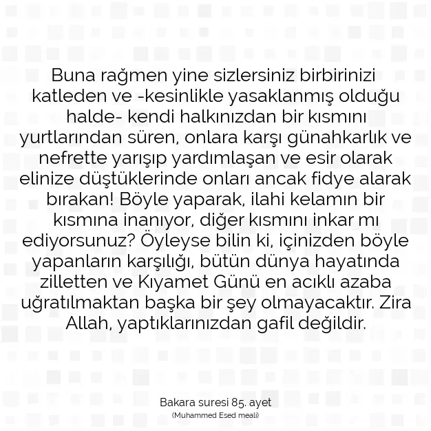 Ayetbul | Kuran Mealleri | Quran | Bakara suresi 85. ayet