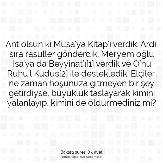 Ayetbul | Kuran Mealleri | Quran | Bakara suresi 87. ayet