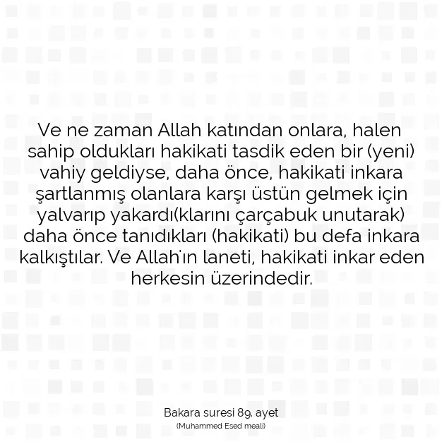 Ayetbul | Kuran Mealleri | Quran | Bakara suresi 89. ayet