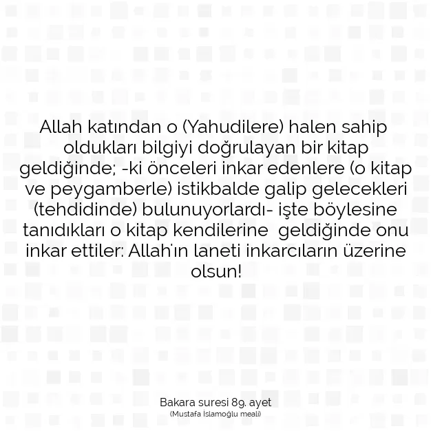 Ayetbul | Kuran Mealleri | Quran | Bakara suresi 89. ayet