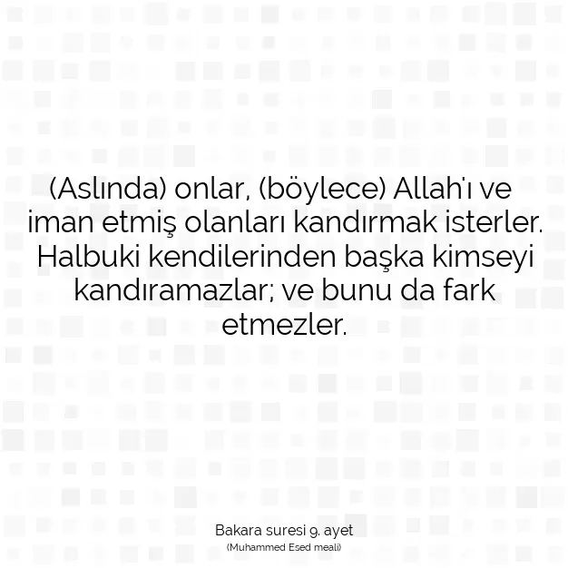 Ayetbul | Kuran Mealleri | Quran | Bakara suresi 9. ayet