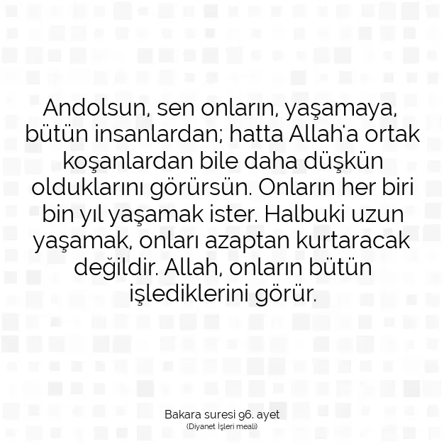 Ayetbul | Kuran Mealleri | Quran | Bakara suresi 96. ayet