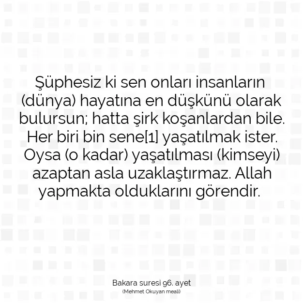 Ayetbul | Kuran Mealleri | Quran | Bakara suresi 96. ayet