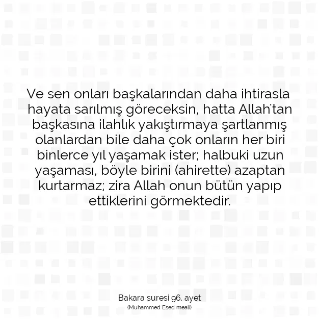 Ayetbul | Kuran Mealleri | Quran | Bakara suresi 96. ayet