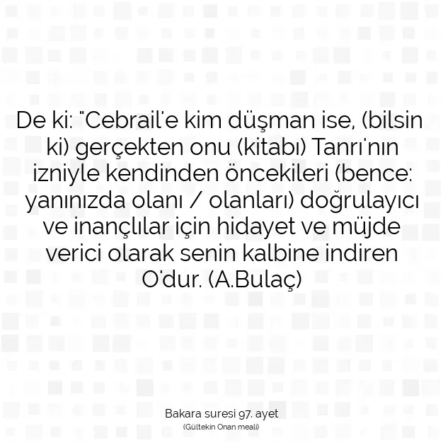 Ayetbul | Kuran Mealleri | Quran | Bakara suresi 97. ayet