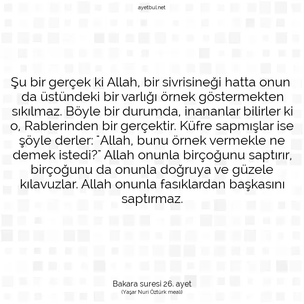 Ayetbul | Kuran Mealleri | Quran | Bakara suresi 26. ayet
