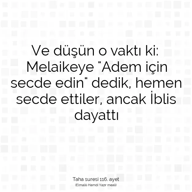 Ayetbul | Kuran Mealleri | Quran | Taha suresi 116. ayet