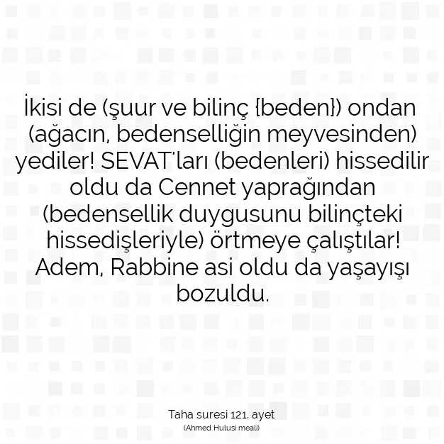 Ayetbul | Kuran Mealleri | Quran | Taha suresi 121. ayet