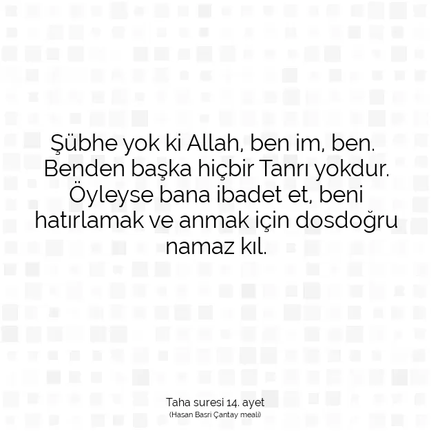 Ayetbul | Kuran Mealleri | Quran | Taha suresi 14. ayet