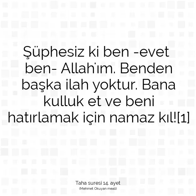 Ayetbul | Kuran Mealleri | Quran | Taha suresi 14. ayet