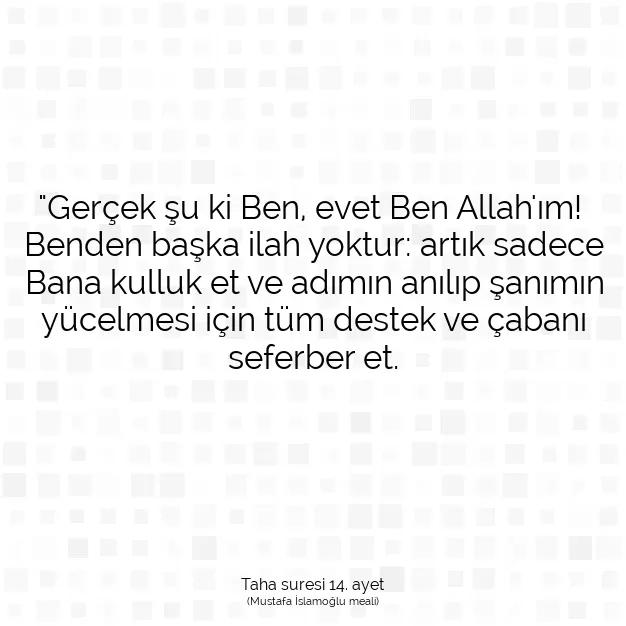 Ayetbul | Kuran Mealleri | Quran | Taha suresi 14. ayet