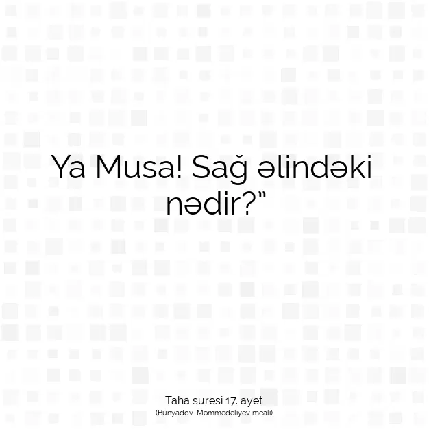 Ayetbul | Kuran Mealleri | Quran | Taha suresi 17. ayet