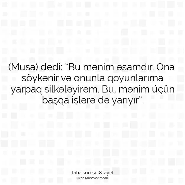 Ayetbul | Kuran Mealleri | Quran | Taha suresi 18. ayet