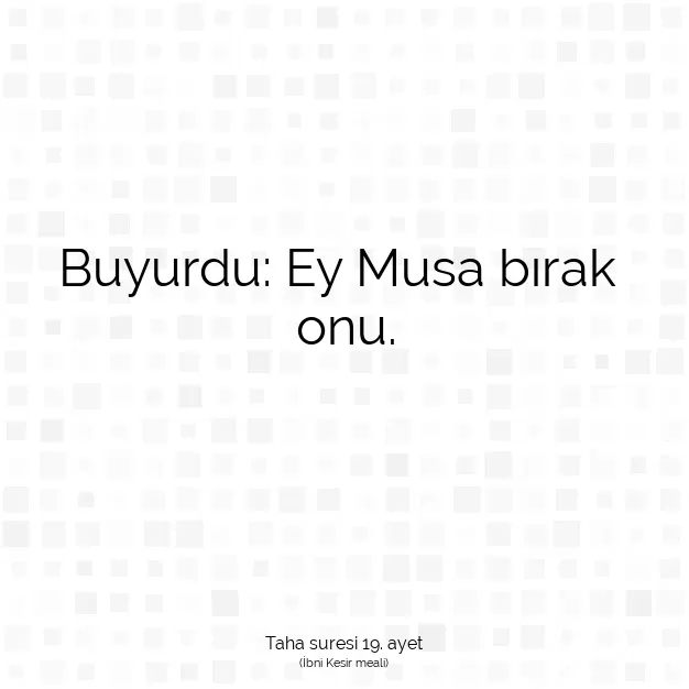 Ayetbul | Kuran Mealleri | Quran | Taha suresi 19. ayet