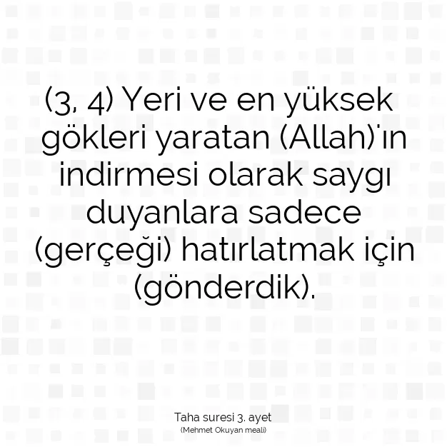 Ayetbul | Kuran Mealleri | Quran | Taha suresi 3. ayet