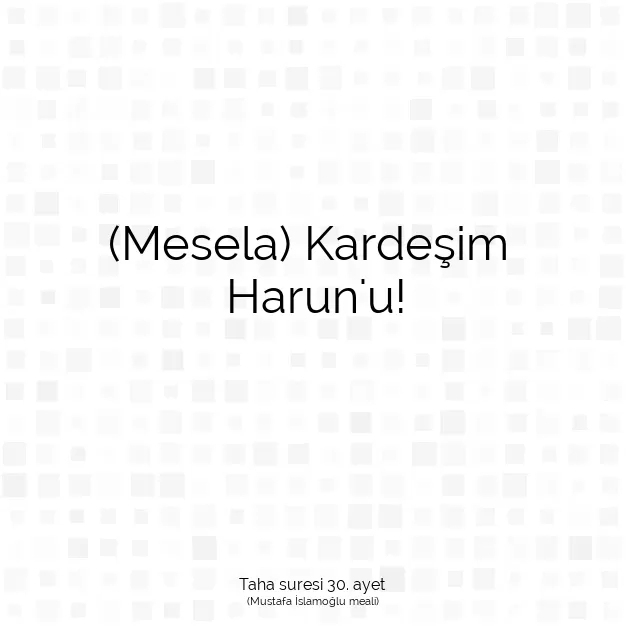 Ayetbul | Kuran Mealleri | Quran | Taha suresi 30. ayet