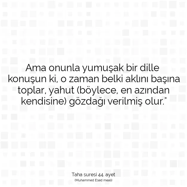 Ayetbul | Kuran Mealleri | Quran | Taha suresi 44. ayet