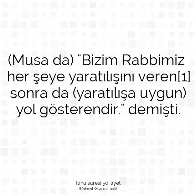 Ayetbul | Kuran Mealleri | Quran | Taha suresi 50. ayet