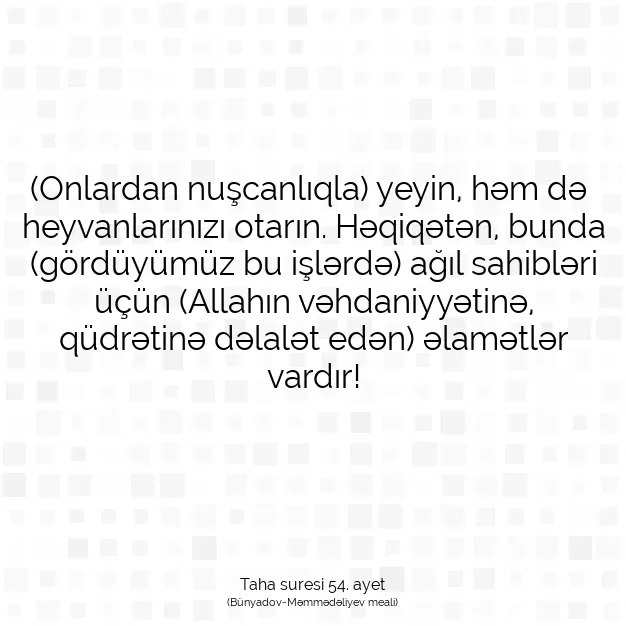 Ayetbul | Kuran Mealleri | Quran | Taha suresi 54. ayet