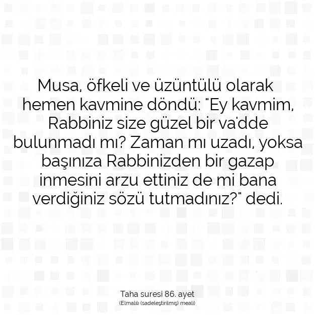 Ayetbul | Kuran Mealleri | Quran | Taha suresi 86. ayet