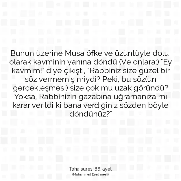 Ayetbul | Kuran Mealleri | Quran | Taha suresi 86. ayet